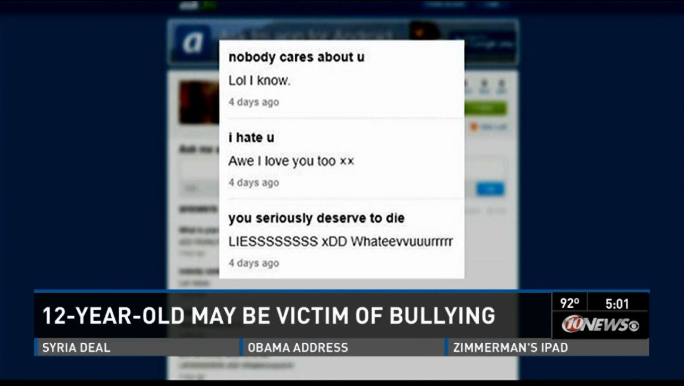Algumas das mensagens que ela recebia eram do tipo “Vá se matar”, e “Por que
você ainda está viva?”

