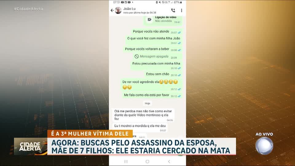 Homem mata esposa e manda mensagem pedindo desculpa à sogra