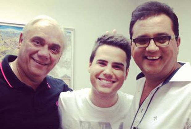 Marcelo Rezende, Luiz Bacci e Geraldo Luís nos estúdios da Record