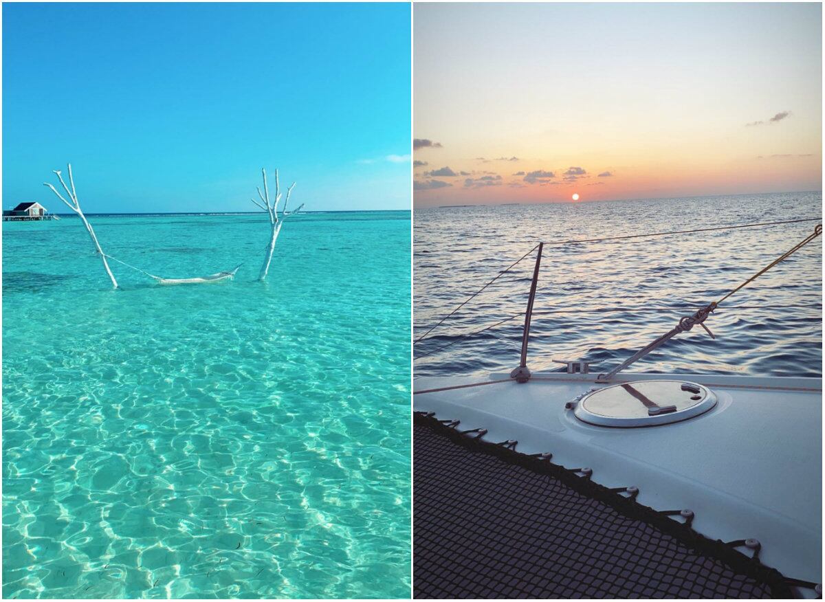 As paisagens durante o dia e no final da tarde também foram compartilhadas com os seguidores de Anitta. Em um passeio que Anitta realizou de barco, ela também mostrou arraias no mar. "Olha isso!", destacou quando viu os animais. Ela também se assustou quando encontrou morcegos na região. 