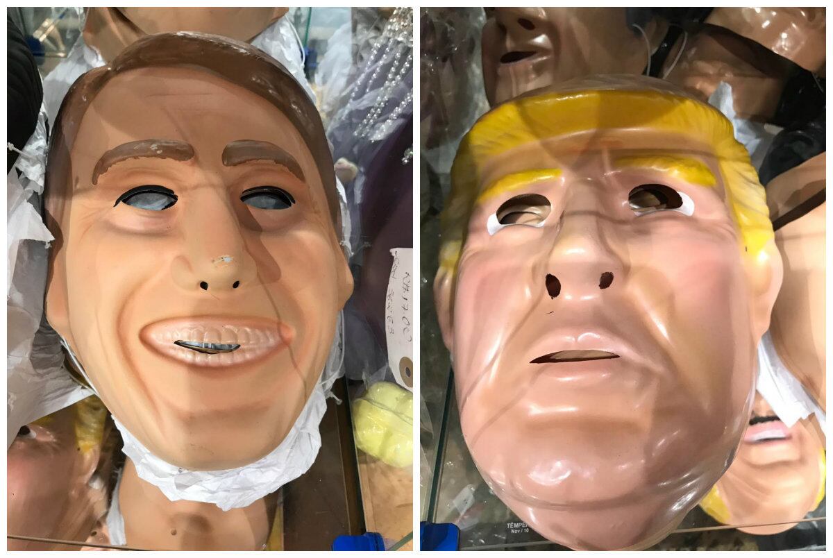Máscaras de
Bolsonaro e Trump