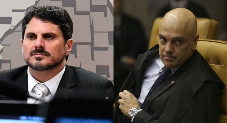 O senador Marcos do Val (Podemos) e o ministro Alexandre de Moraes, do STF