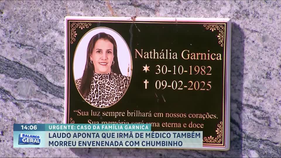 Laudo aponta que irmã do médico Luiz Garnica também morreu envenenada com chumbinho