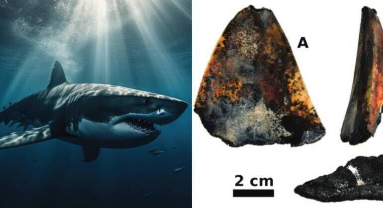 Dentes de Megalodonte podem ter o tamanho de uma mão humana
