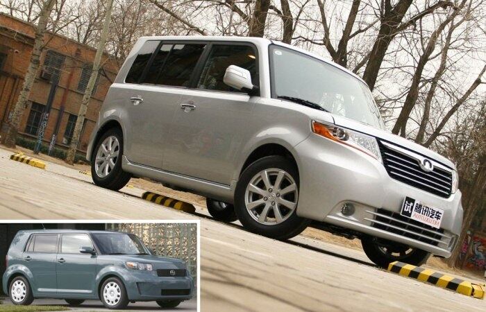 Este é um raro caso em que a cópia ficou melhor do que o original. Mas não se engane: quem veio primeiro é o quadradão Scion xB (foto menor), que inspirou o Great Wall xB — pois é, até o nome eles copiaram...