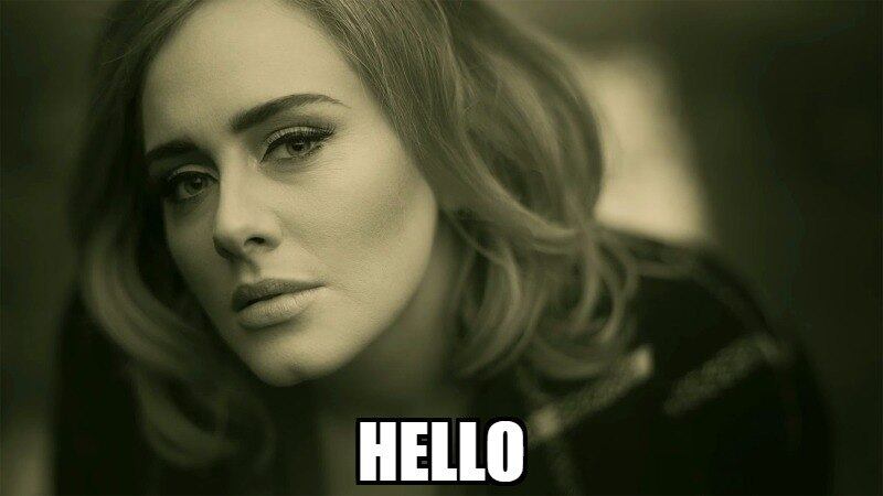 Hello
A música da Adele deu um novo sentido para a palavra "hello", né? Impossível não completar qualquer "hello" que você ouve com um "it's me"! Não se falava tanto a palavra desde que a Val Marchiori bombou com seu "helloooo". Além disso, a canção gerou paródias bem engraçadas