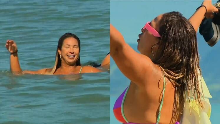 Apesar dos conflitos e discussões, Valesca foi também a exploradora mais chamada para curtir a recompensa ao lado de quem venceu o Desafio de Sobrevivência. Na praia, ela aproveitou para mergulhar e se divertir! 