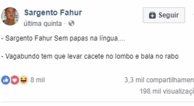 Bordão utilizado pelo sargento Fehur, pré-candidato a deputado federal