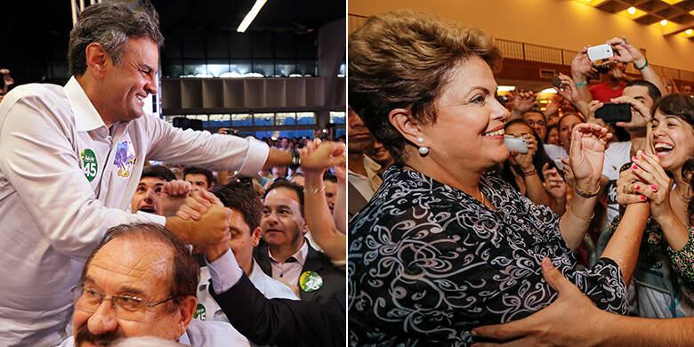Aécio Neves tem 49,7% das intenções de voto totais, contra 38,4% de Dilma Rousseff, de acordo com o Sensus