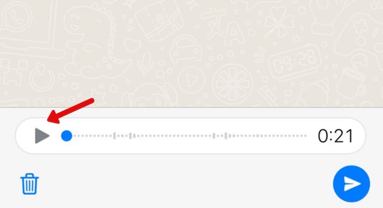 Toque na seta para reproduzir a gravação