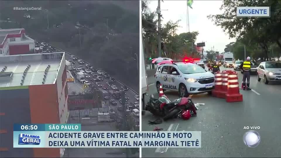 Motociclista morre após jogar veículo de propósito contra caminhão em São Paulo