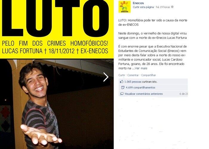 Enecos divulgou nota de pesar e pediu que crime não ficasse impune