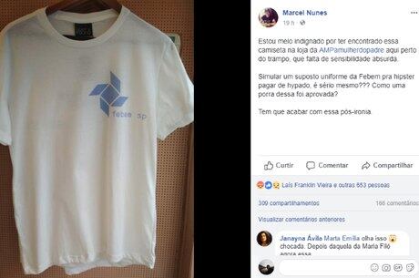 A camisa polêmica em post no Facebook