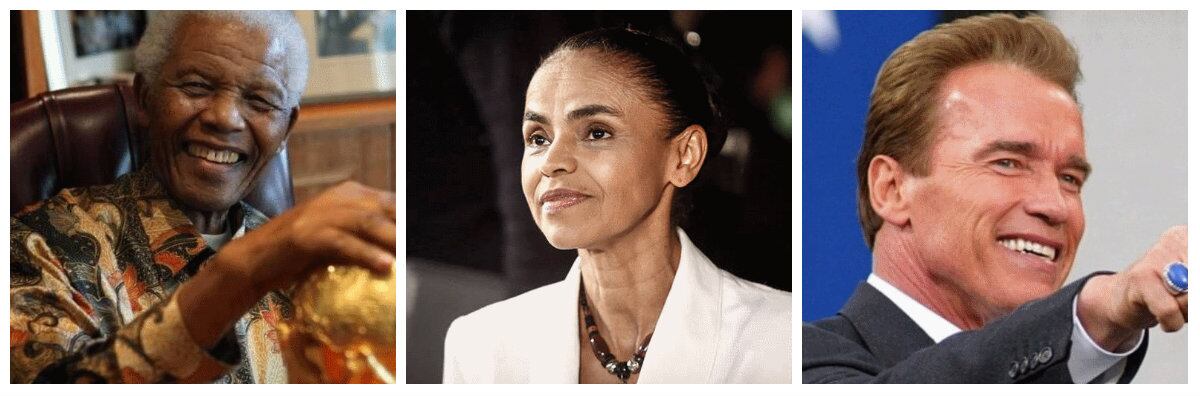 nelson mandela, marina silva, arnold schwarzenegger