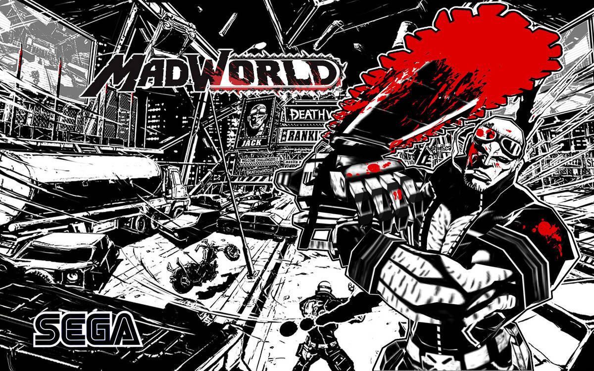 O visual de Madworld talvez seja o que o torna tão violento. Tudo no jogo, com exceção do sangue, é em preto e branco. Então quando você mata alguma pessoa de um jeito criativo, a cor vermelha jorra na tela e tudo parece muito mais violento. Não que o fato de você enfiar postes de luz no rosto dos inimigos ou arremessá-los longe usando tacos de beisebol tenha nada a ver com isso...