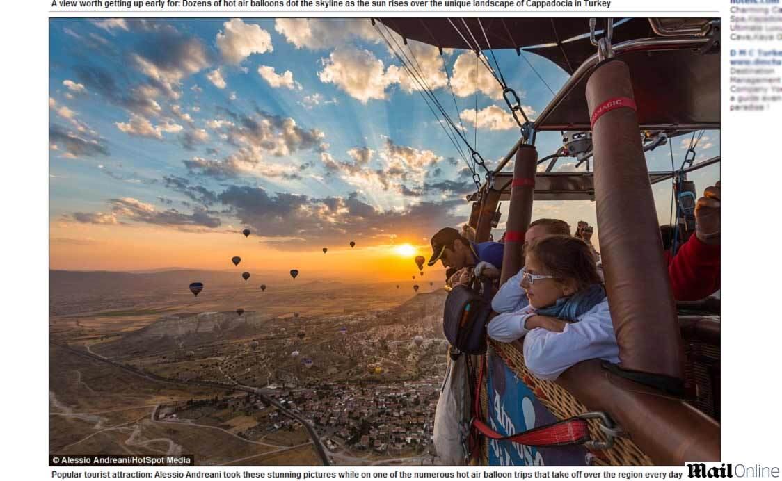Os passeios de balão na Capadócia normalmente duram uma hora, levantando voo da cidade de Goreme e viajando 2,5 km até descerem em Cavusin.

Durante o trajeto, os passageiros podem ver pomares, vinhas e casas construídas nas faces das rochas