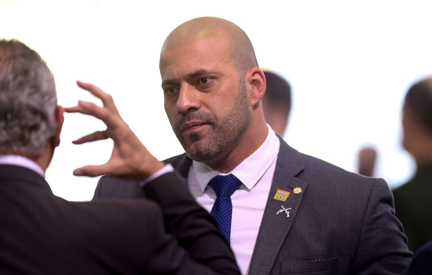 Daniel Silveira (PSL-RJ) durante posse do ministro da Justiça, André Mendonça,  em Brasília 