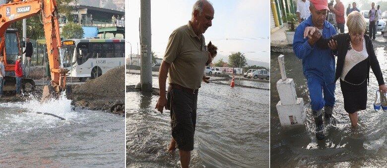 Em Vicente de Carvalho, moradores tiveram dificuldade para atravessar a rua, na manhã desta quarta-feira