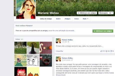 Mariane publicou em abril que estava se "recuperando bem"