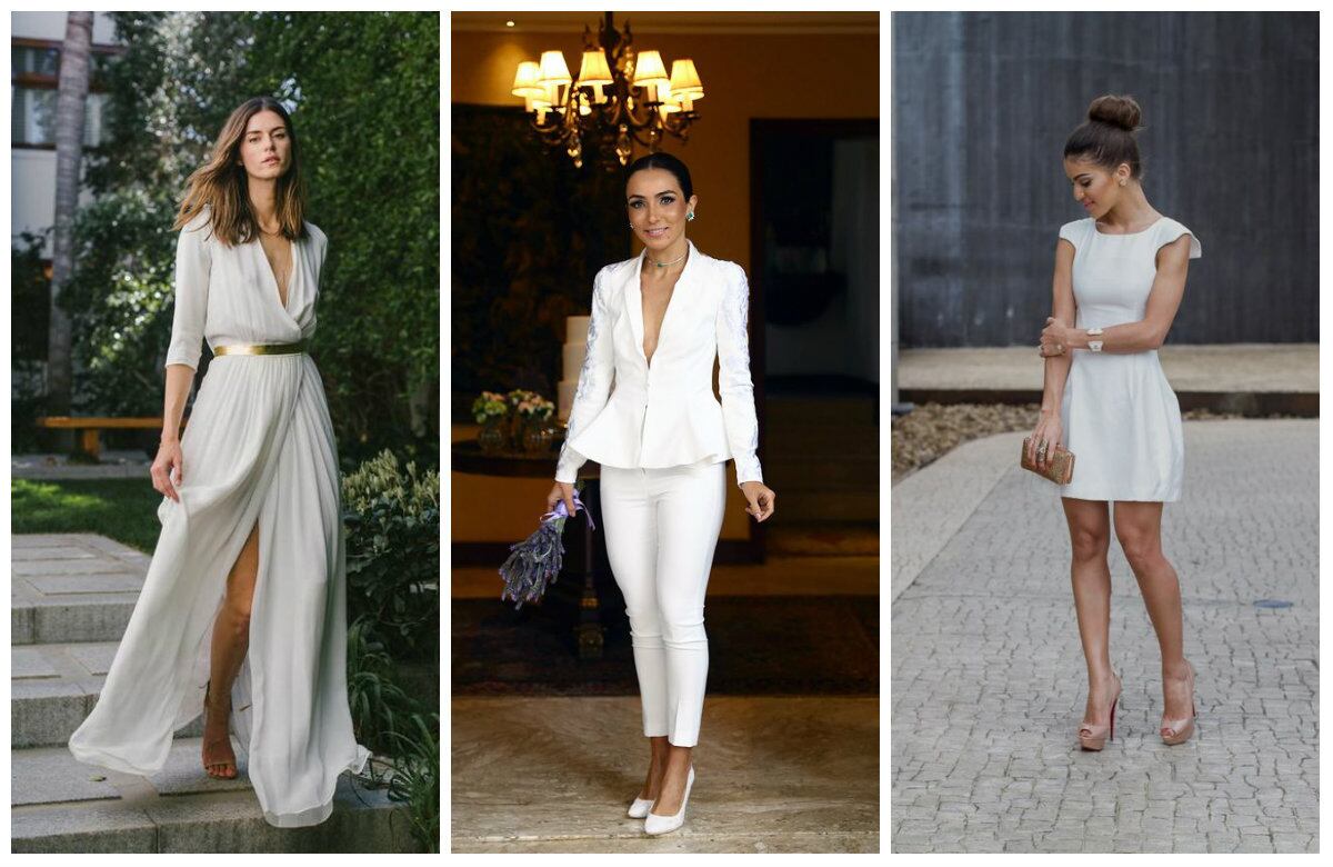 Além do look do grande dia, o que usar no casamento civil também é uma preocupação para as noivas. Como as cerimônias geralmente são de dia, o ideal é optar por modelos discretos e com corte mais seco. Veja dez looks que podem ser usados no seu primeiro dia de casada