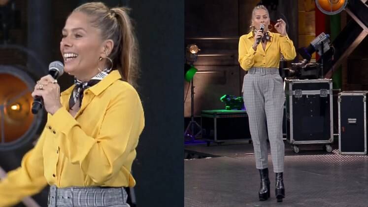 Na terça-feira (25), a apresentadora da Record TV decidiu usar uma estampa que está super em alta: o xadrez. Galisteu combinou a peça com uma camisa amarela e lenço no pescoço. Quanto charme para a Prova das Mulheres!