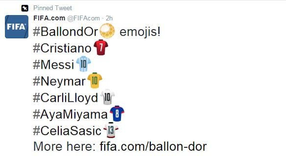 Fifa lança emojis especiais para a Bola de Ouro