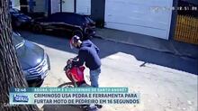 Ladrão usa pedra para furtar moto em 16 segundos em Santo André (SP)