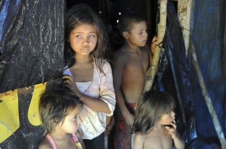 Crianças da tribo Kaiowá: decisão da Justiça determina retirada de famílias de Pyelito Kue