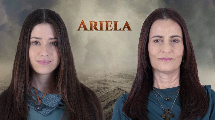 Em Reis — A Consequência, Cristiana Galvão assumiu o papel de Malu Falangola. A atriz vive Ariela, a esposa de Benaia (Thiago Amaral/Angelo Coimbra) 
