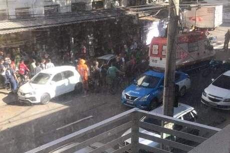 Local onde o homem foi baleado após uma tentativa de assalto