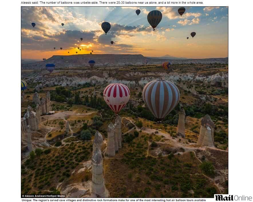O estudante Alessio Andreani, de 24 anos, tirou estas fotos durante um passeio.

“A quantidade de balões é inacreditável. Contei uns 20 a 30 perto de nós, e mais um monte deles espalhados no céu”, relata

