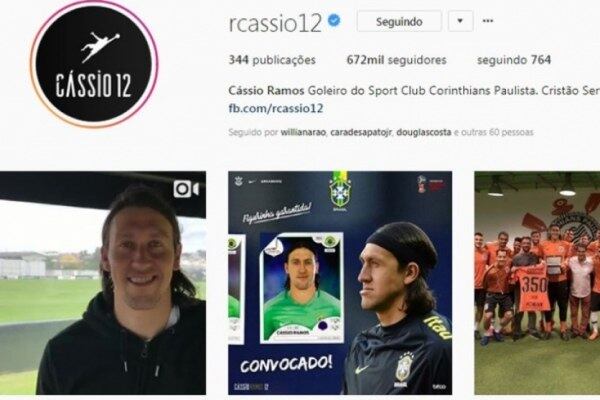 Cássio também está na lista dos que menos interagem com seus 159 mil seguidores