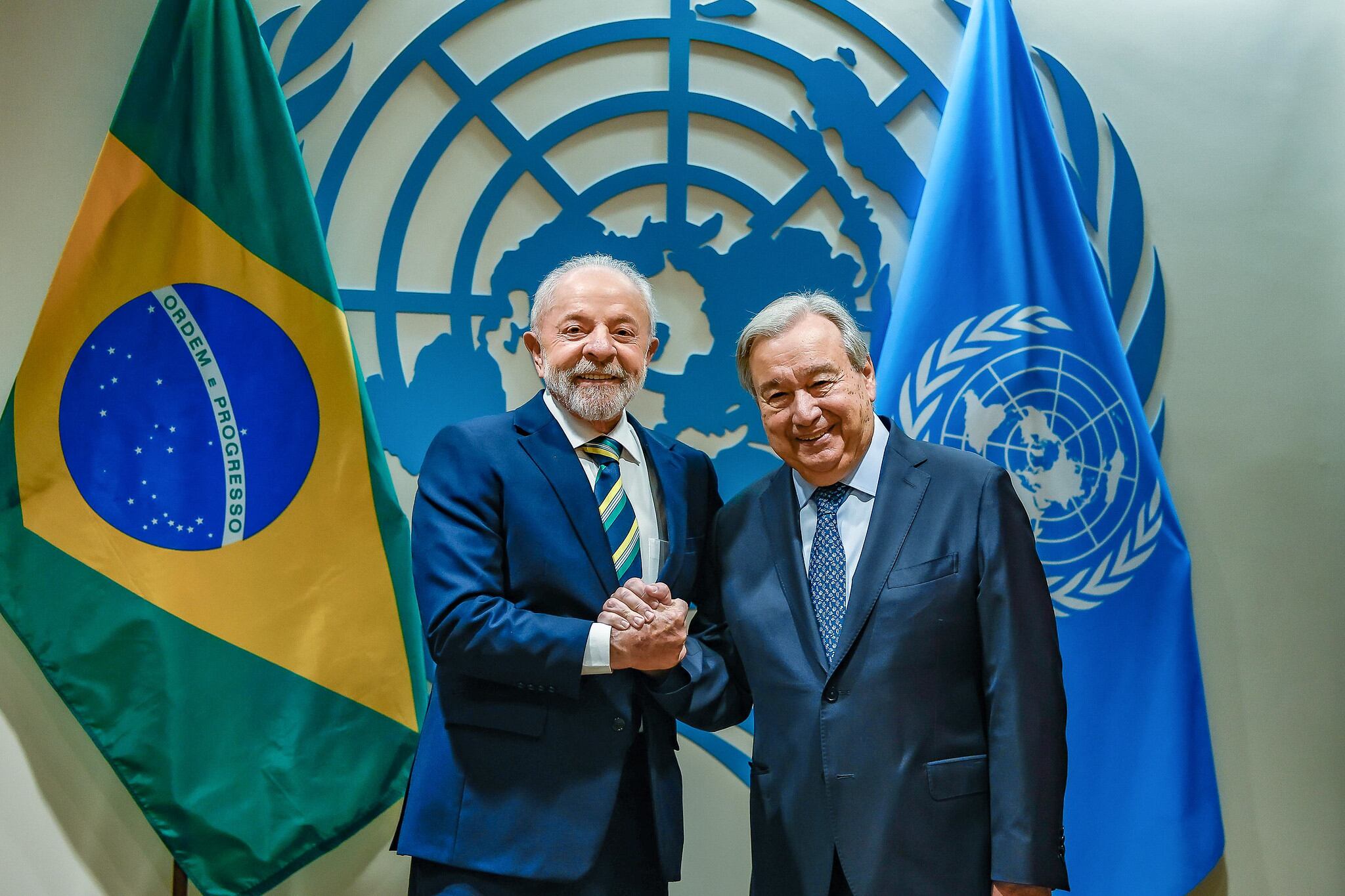 Presidente da República, Luiz Inácio Lula da Silva, durante encontro com o Secretário-Geral das Nações Unidas, António Guterres. Sede das Nações Unidas, Nova York (EUA)