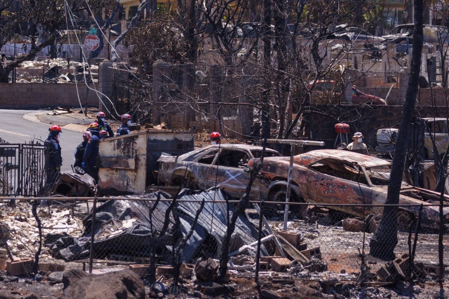 Equipes trabalham nas buscas pelas vítimas do incêndio florestal que atingiu o Havaí
