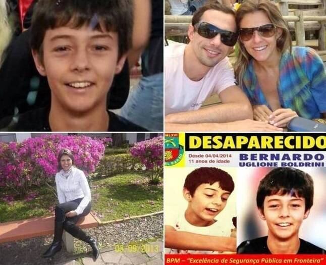A Policia Civil concluiu nesta semana que o pai
e a madrasta do Bernardo Boldrini, de 11 anos, encontrado
morto em Frederico Westphalen, em abril, planejaram a morte do garoto. Na
última sexta-feira (16), a Justiça acolheu denúncia do Ministério Público do Rio Grande do Sul e abriu processo criminal contra os quatro acusados de envolvimento na morte — o pai, Leandro Boldrini; a madrasta, Graciele
Uguline; a assistente
social Edelvânia Wirganovicz e o motorista Evandro Wirganovicz